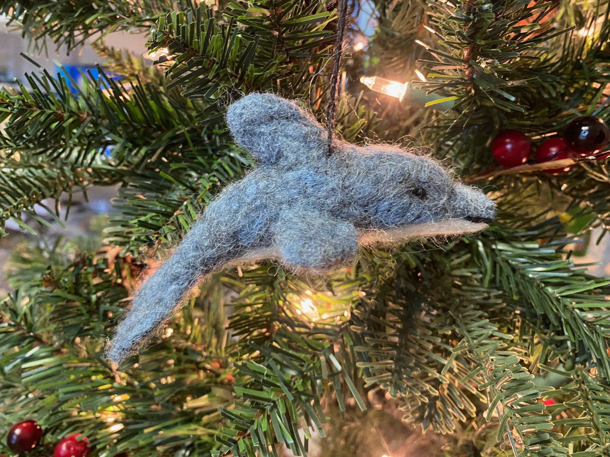 Alpaca Needle Felted Dolphin Ornament | Wool Haus